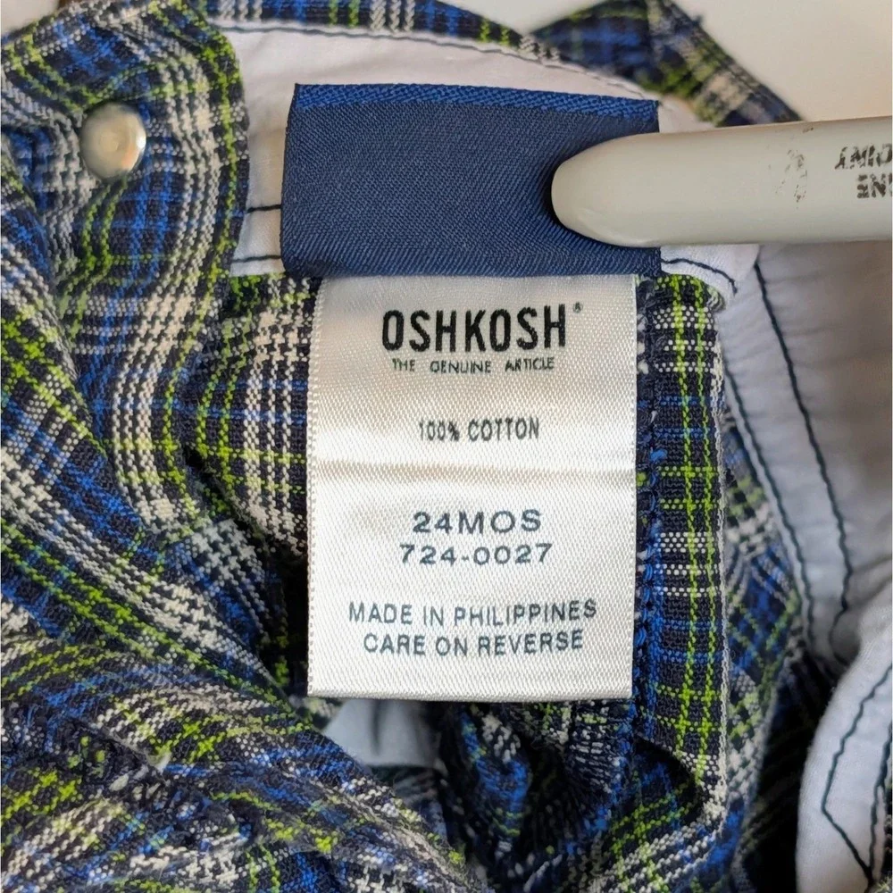 OshKosh B'Gosh Vintage Plaid Shortalls Overalls 90s 24 Months
